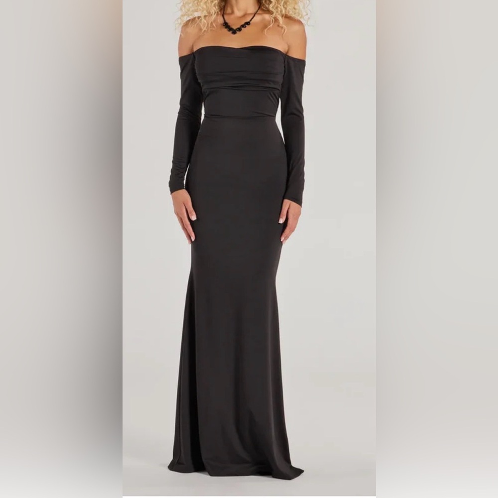 Windsor Black Long Sleeve Off-Shoulder Dress